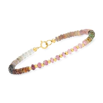 Canaria Canaria 16.00- Multicolored Tourmaline Bead Bracelet in 10kt Yellow Gold