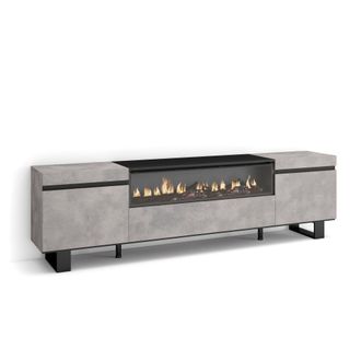 Skraut Home Skraut Home - Mueble Tv, Televisi&oacute;n, Muebles De Sal&oacute;n, Almacenaje, 200x57x35cm, Para Tv Hasta 80, Chimenea El&eacute;ctrica, Dise&ntilde;o Industrial, Estilo Modern