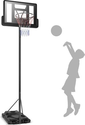 Costway Costway - Soporte Aro De Baloncesto Altura Regulable Con Red De Nylon, Base Rellenable Con Agua/arena