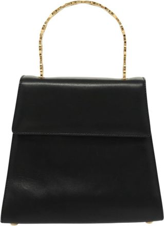 Ferragamo Vintage Gancini Convertible Top Handle Bag Leather Black Leather Handbag (Pre-Owned)