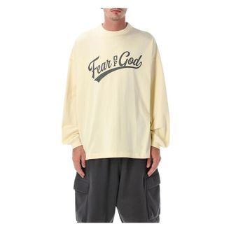 Fear of God Tops, Heren, Beige, M, Katoen, Merch Long Sleeve TEE 26