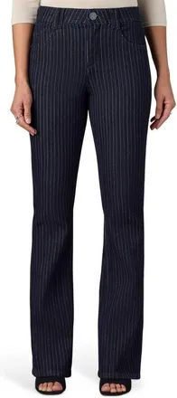 Wit & Wisdom Brittany Pinstriped High Waist Itty Bitty Bootcut Jeans in Indigo at Nordstrom, Size 16