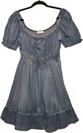 She + Sky Womens Smocked Waist Midi Dress In Washed Denim