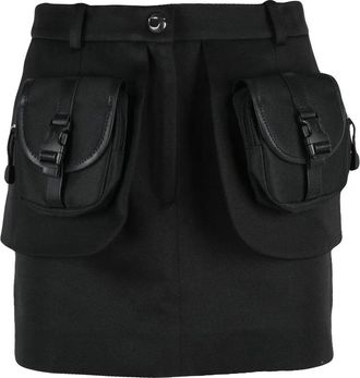 Coperni Black Layered Recycled Polyester Mini Skirt