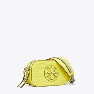 Tory Burch Womens Mini Miller Croc-Embossed Crossbody Bag, One Size