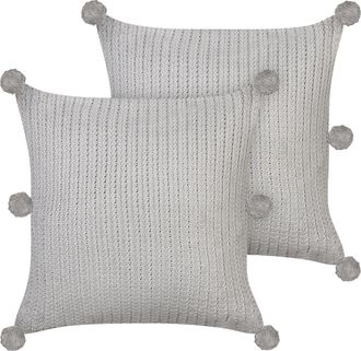 Beliani Beliani - Conjunto De 2 Modernos Cojines Decorativos 45 X 45 Cm De Punto Fundas Extra&iacute;bles Gris Ocotea