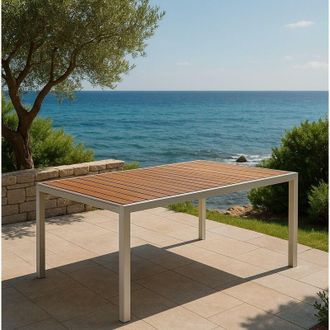 Generico Tavolo Polywood 164-225x90xh75cm Bianco Dogato
