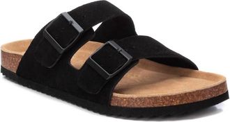 Xti Mens Cork Footbed Suede Leather Sandals In Black