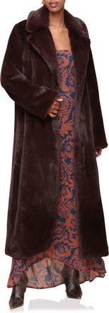 Avec Les Filles Maxi Faux Fur Coat In Chocolate