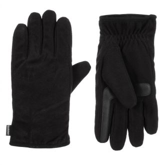 Isotoner Mens Fleece Gloves With Pieced Back In Black
