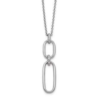 Diamond2Deal Sterling Silver Polished Cubic Zirconia Necklace 16 with 2in ext