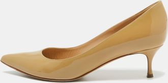 Sergio Rossi Beige Patent Leather Pointed Toe Pumps
