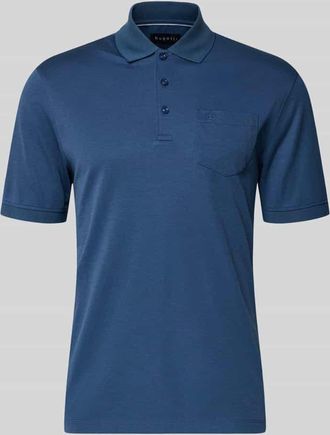 Bugatti Regular Fit Poloshirt mit Brusttasche und Label-Stitching in Dunkelblau, Gr&ouml;&szlig;e XXXL