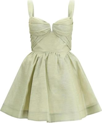 Zimmermann Rebellion Drape Mini Dress - Dames - Korte kleedjes - Groen - M - Katoen - Kleedjes