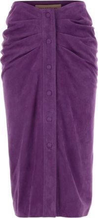 Valentino Garavani Suede Skirt - female - Valentino Garavani - Midi Skirts - Purple - XS - Skirts