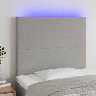 vidaXL Cabecero Con Luces Led Tela Gris Claro 100x5x118/128 Cm Vidaxl