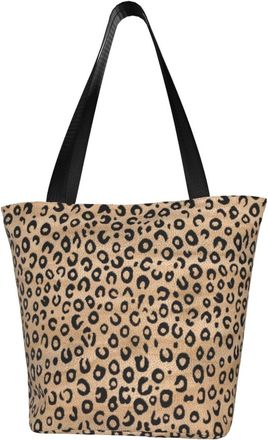 AOOEDM Black Ivory Animal Print Reusable Grocery Bag Shopping Bag Casual Shoulder Bag Handbag for Men Women ECO Market Bag Beach Bag Travel Totes