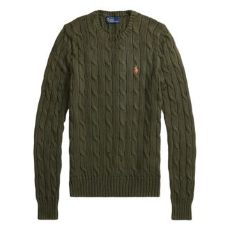 Polo Ralph Lauren Cable-Knit Long-Sleeve Jumper - female - Polo Ralph Lauren - Round-neck Knitwear - Green - 2XL - Knitwear