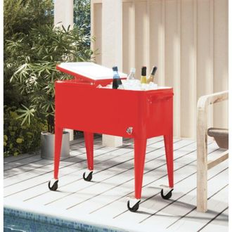 vidaXL Carrito Nevera Con Ruedas Rojo 92x43x89 Cm Vidaxl
