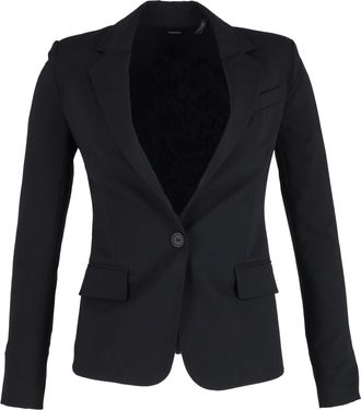 Theory Single-Breasted Blazer in Black Cotton