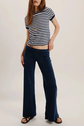 Suzie Kondi Symi Stripe Knit Top In Navy/ivory