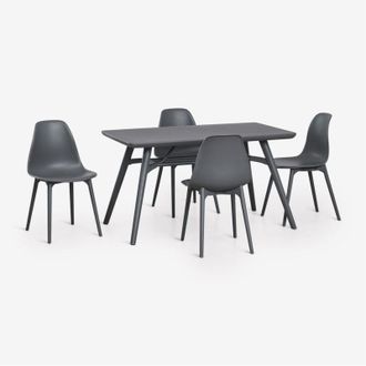 Sklum Set da tavolo rettangolare 135x80 cm e 4 sedie da giardino in polipropilene Scand SKLUM