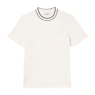 Lacoste T-Shirts, male, White, Size: XL Stretch Piqu&eacute; Striped Collar T-Shirt