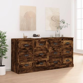 vidaXL Aparadores 2 Piezas Madera Contrachapada Roble Ahumado Vidaxl