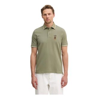 Aeronautica Tops, Heren, Groen, S, Katoen, Logo-geborduurd Polo met Strepen