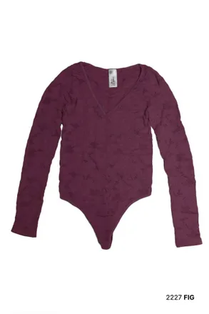 NikiBiki Womens Lace Textured Bodysuit In Fig