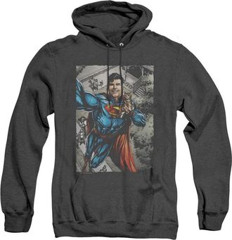 Gildan Superman Super Selfie Adult Heather Hoodie / Hooded Sweatshirt