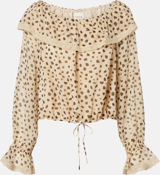 Poss&eacute; Priscilla leopard-print silk blouse
