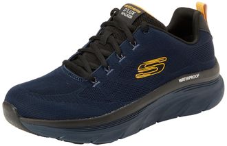 Skechers Mens DLux Walker-Get Oasis Sneaker, Navy Engineered Mesh Yellow Trim, 10 UK