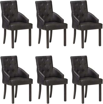 vidaXL Vidaxl - Sillas De Comedor 6 Unidades Cuero De Cabra Aut&eacute;ntico Negro