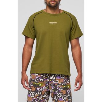 Maui and Sons Embroidered Logo Raglan Sleeve Cotton T-Shirt in Olive at Nordstrom, Size Xx-Large