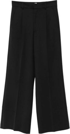Andamane Pantaloni a gamba larga con pieghe - Dames - Wijde Broeken - Zwart - M - Polyester - Broeken