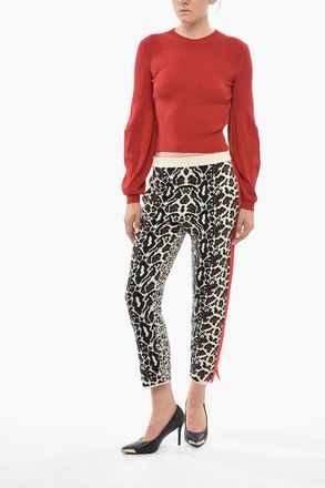 Stella McCartney Maglia Girocollo Cropped Fit a Costine con Maniche a Palloncino Stella McCartney