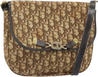 Dior Pre-owned Cross Body Bags, female, Brown, Size: ONE SIZE Pre-owned Vintage Trotter Canvas Shoulder Bag