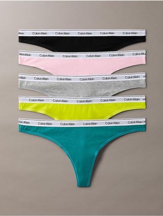 Calvin Klein Womens Icon Logo 5-Pack Thong - Grey - XS
