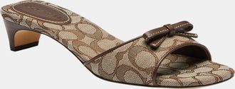 Coach Womens Bow Kitten Heel Sandal In Signature Jacquard - Beige - Size UK 3.5