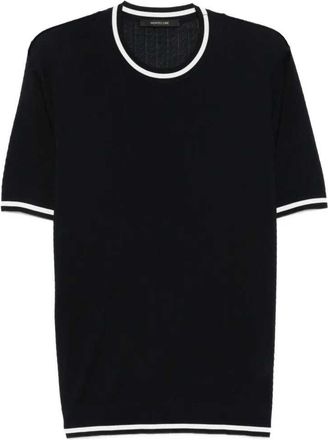 Montecore fijngebreid T-shirt met contrasterende bies