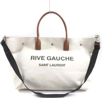 Saint Laurent Pre-owned Vintage Tote Bag - Heren - Vintage Shopper - Beige - ONE Size - Leer - Vintage
