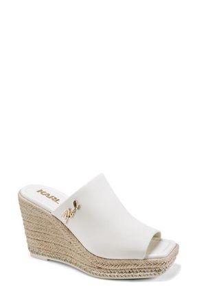 Karl Lagerfeld Corissa Espadrille Platform Wedge Slide Sandal in Cream at Nordstrom, Size 6.5