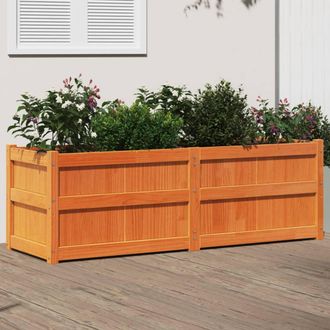 vidaXL Jardinera Exterior Madera Maciza Pino Marr&oacute;n Cera 150x50x50 Cm Vidaxl