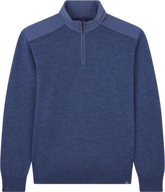 Paul & Shark Half-zip sweater in Soft Cool Touch wool with Typhoon Re-4x4 Stretch details, Man, Vintage Indigo, Size: XXL