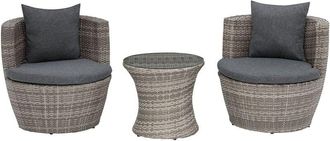 Beliani Beliani - Stackable Grey Rattan Patio Bistro Set with Coffee Table for 2 Capri
