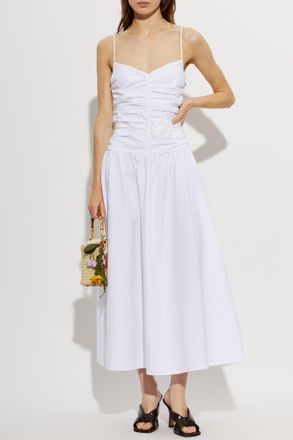Rotate Draped Dress With Spaghetti Straps, Womens, White