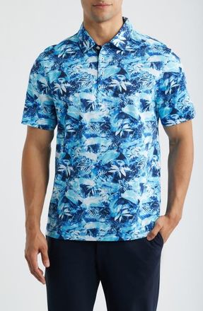 Bugatchi Hendrix Digital Abstract Print Pima Cotton Polo in Azure at Nordstrom, Size Xx-Large