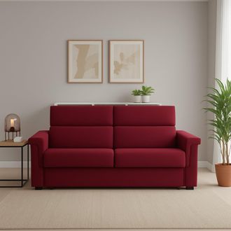 Dmora Sof&aacute; Fijo 2 Plazas Lapio, Desenfundable, Hidr&oacute;fugo Hecho En Italia, Lavable, 185x95x100h Cm Rojo