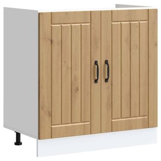 Berkfield Home Sink Base Cabinet Lucca Artisan Oak Engineered Wood in Brown